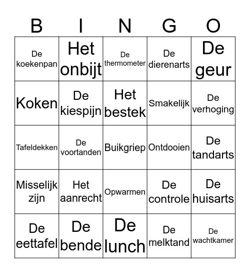 Woordbingo Card