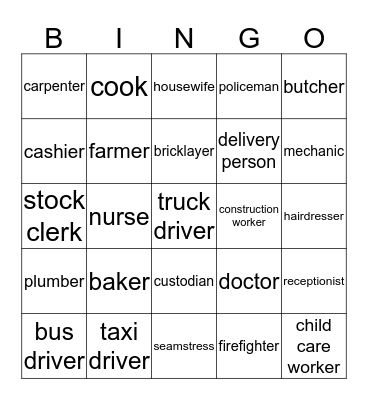 Job Bingo Card