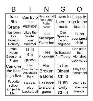 Bunk45 Get-to-Know-You Bingo Card