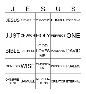 God is ... Bingo Card