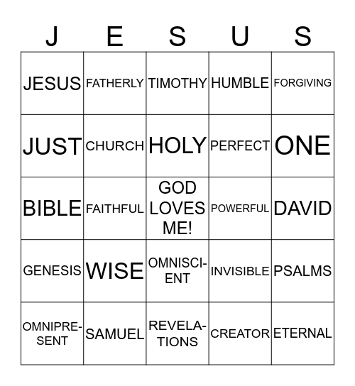 God is ... Bingo Card