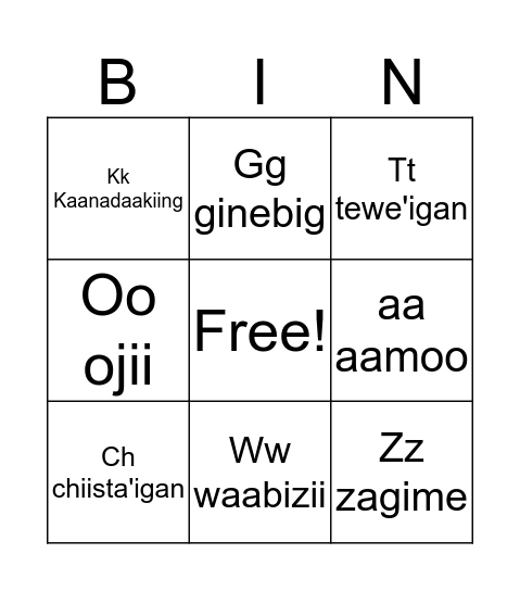 Alphabet Bingo Card