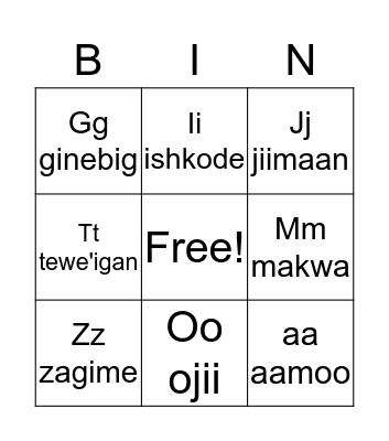 Alphabet Bingo Card