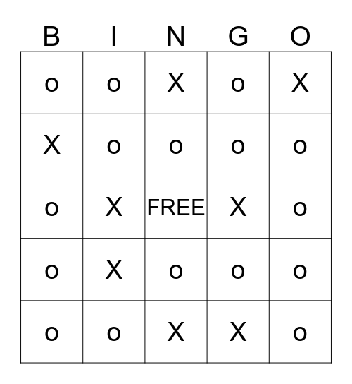 "X" RATED Bingo Card