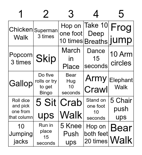 Need a Break Bingo Card