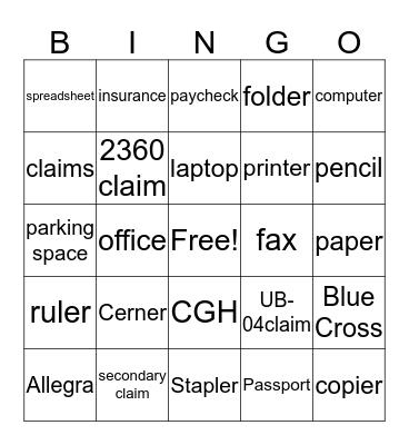 Patient Accounts Week 2017 Bingo Card