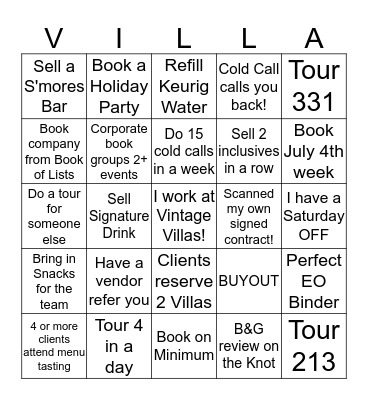 Sales Bingo  Bingo Card