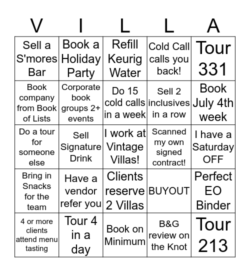 Sales Bingo  Bingo Card