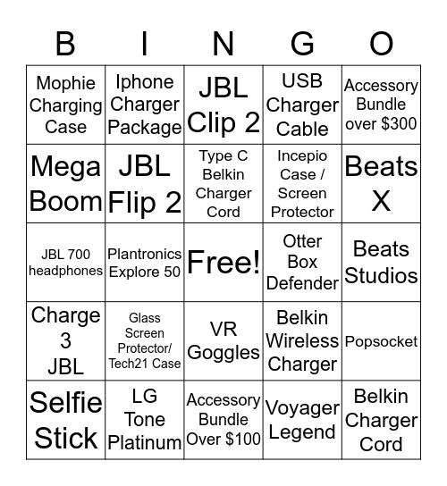 Accessory Bingo  Bingo Card