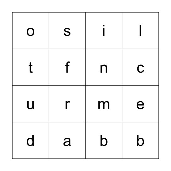 LETTER SOUNDS Bingo Card