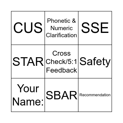 Quality Week Bingo Card