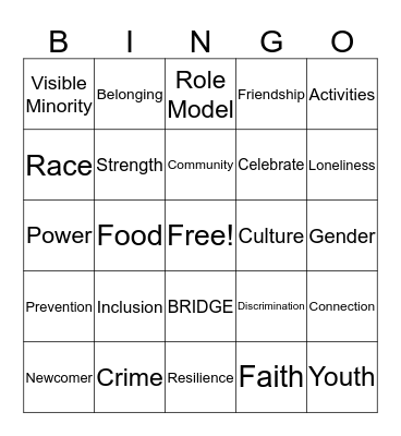The Youth Multi Faith Project Bingo Card