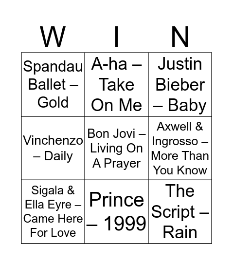 SWINGO - The 80's - Lang leve de muziekshow 2017 Bingo Card