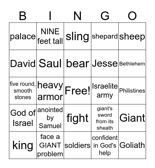 Bible Story Bingo Card