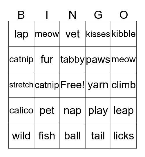 MEOW BINGO Card