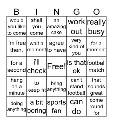 4C phrases Bingo Card