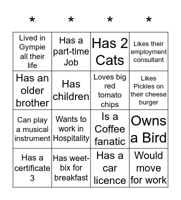 Let's find out who.... Bingo Card