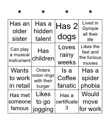 Let's find out who.... Bingo Card