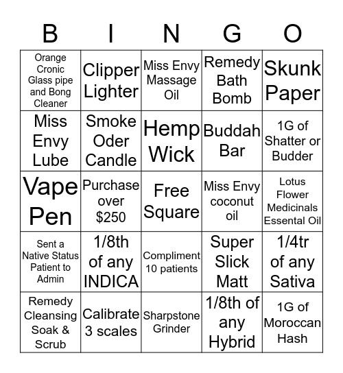 Bingo - Bliss - 7th November 2017 Bingo Card