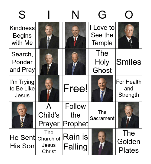 SINGO!!! Bingo Card