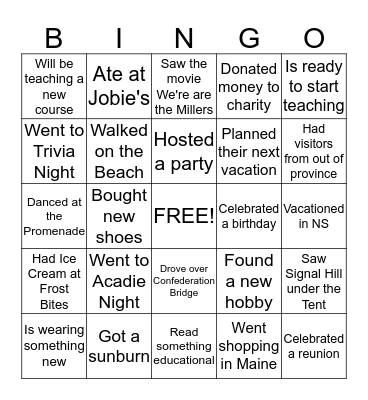 BHS BINGO  Bingo Card