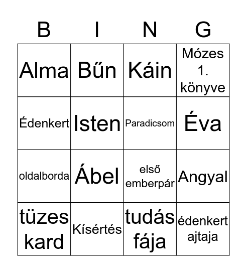 Édenkert - Ádám és Éva Bingo Card