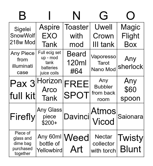 JimBuddy's Bingo Card