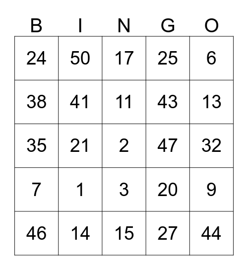 Nikita #3 Bingo Card