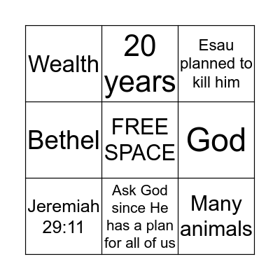 God's Plan Bingo Card