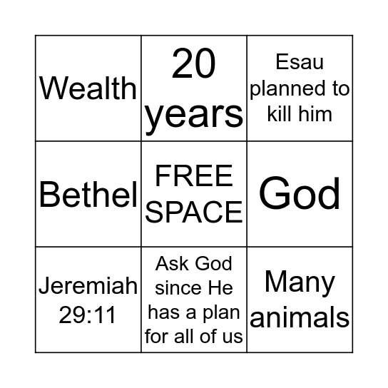 God's Plan Bingo Card