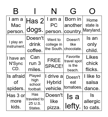 GTM People BINGO Card