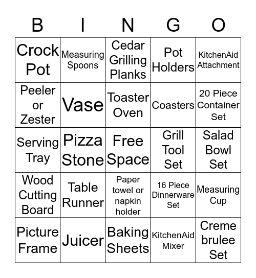 Registry Bingo Card