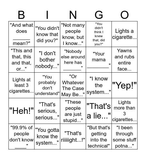 L.R. Oakley Bingo Card