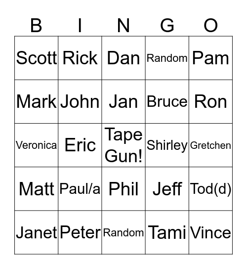 Ex-coworker Bingo Card