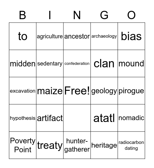 Louisiana Early People Bingo Card