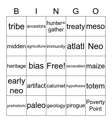 Louisiana Early People Bingo Card