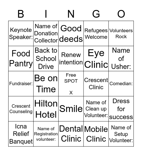 ICNA RELIEF VOLUNTEERS Bingo Card