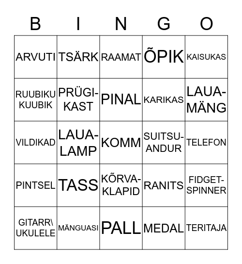 MIS ON SINU TOAS? Bingo Card