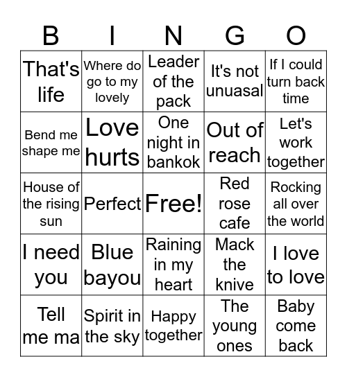 Aer lingus Bingo Card