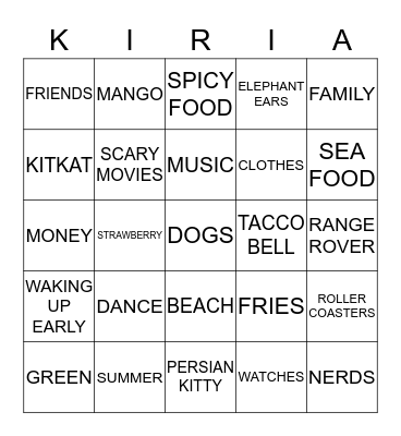 Untitled Bingo Card