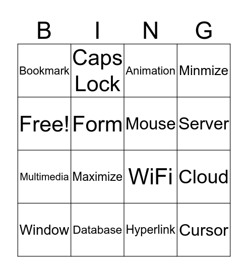 3rd Grade Terms Bingo Card
