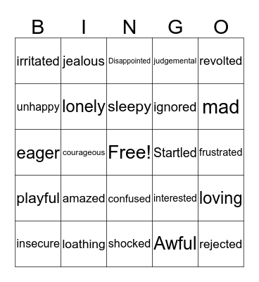 Feelings Bingo Card