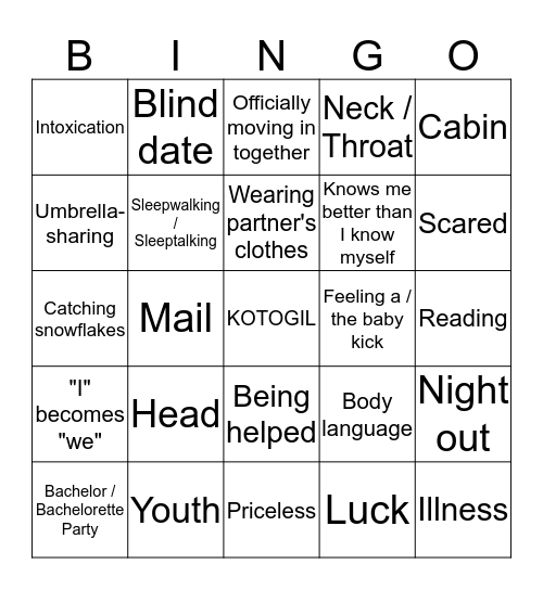 KOTOGIL Bingo Card