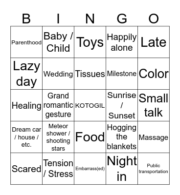 KOTOGIL Bingo Card