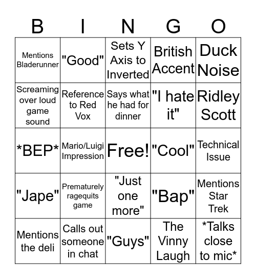 Vingo Bingo Card