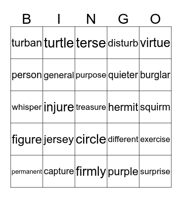 Bingo 34 Bingo Card