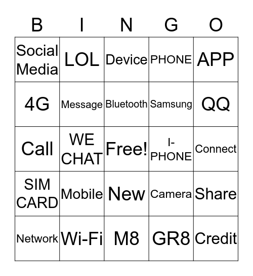 Mobile Phones Bingo Card