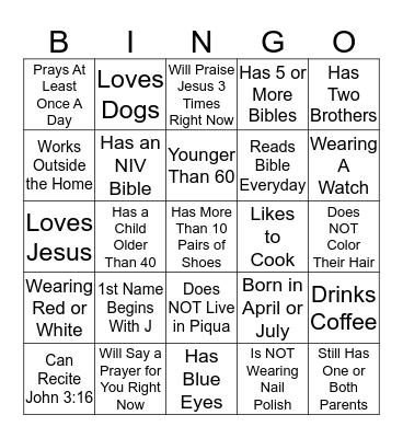Valued Women Bingo Card
