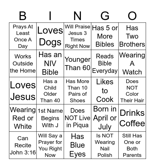 Valued Women Bingo Card