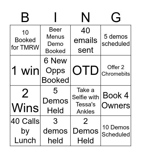 What are you waiting for!  Bingo Card